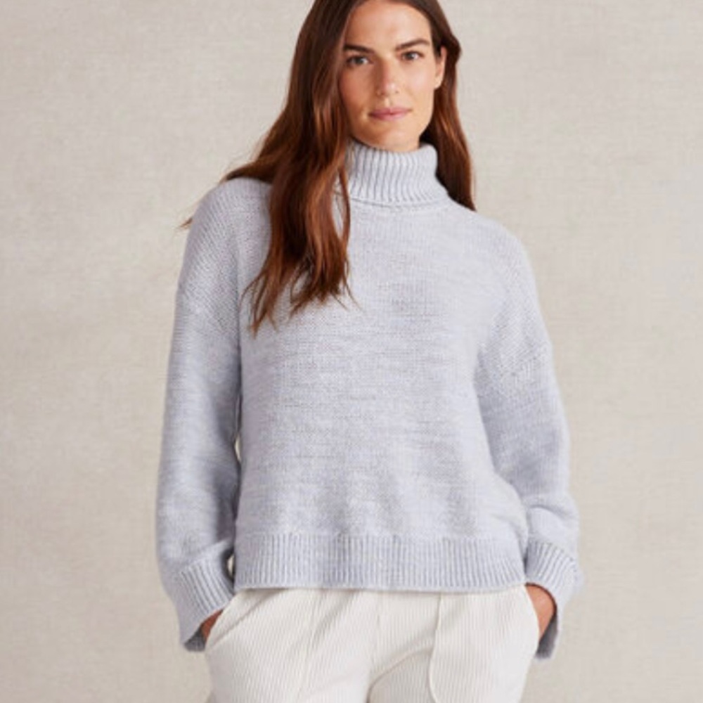 Haven Well Within Light Blue Marled Turtleneck Sweater Cozy Recycled Knit